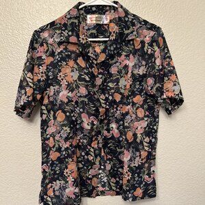 Abercrombie & Fitch Shirt Mens XXS Navy Floral Camp Button Front Trevor Project